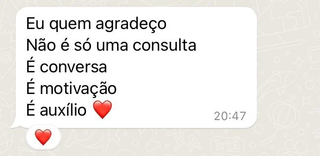 Feedback real de paciente sobre acompanhamento e motivação